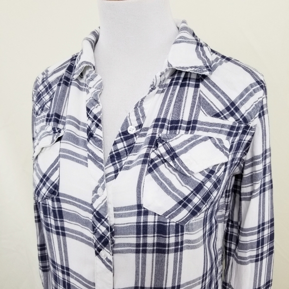 Rails Kendra plaid flannel shirt indigo white xs - Picture 4 of 6